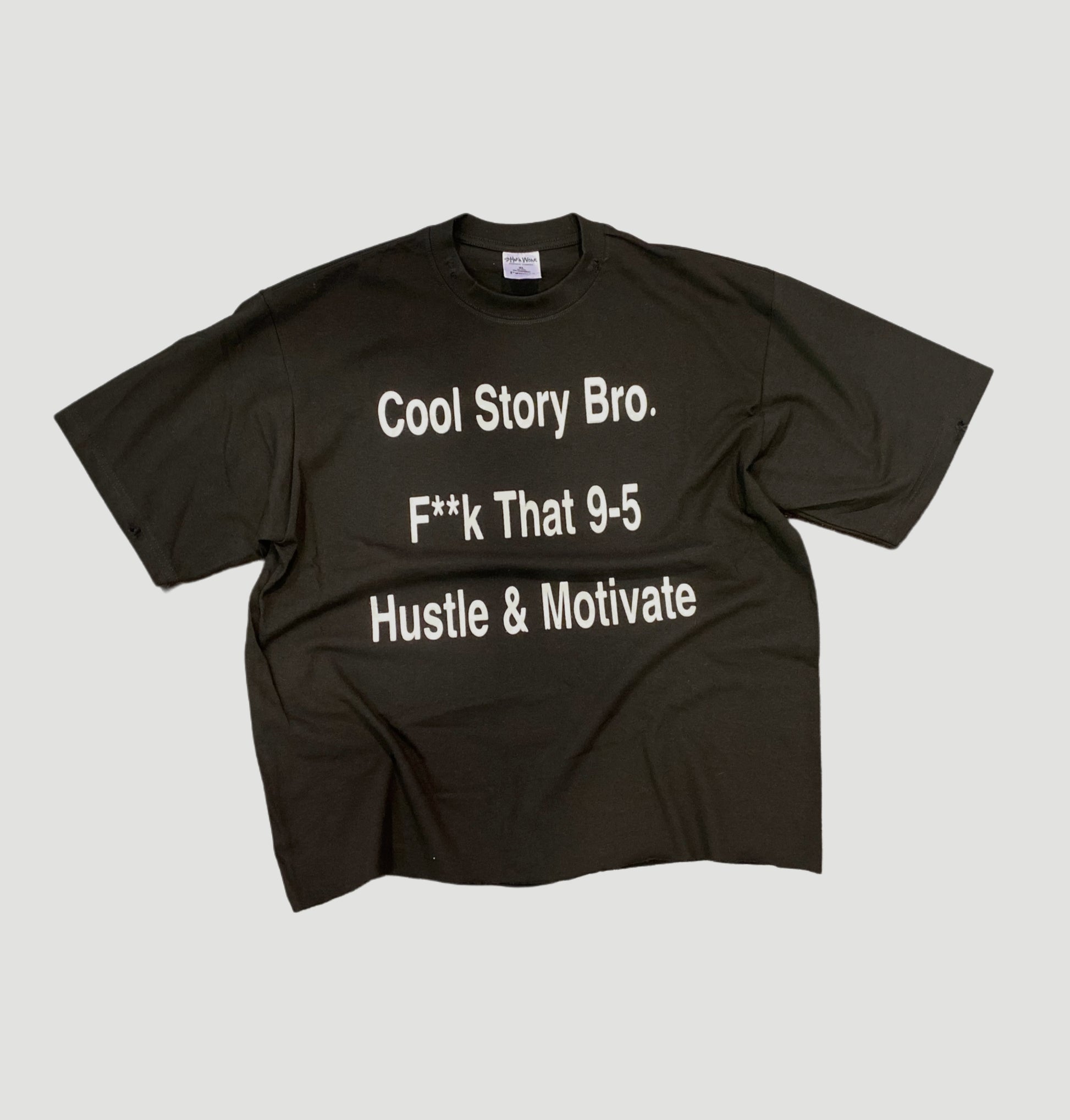 Cool Story Bro Hustle & Motivate Graphic T-Shirt – Melrose Streetwear Distressed 100% Cotton Tee